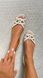 Camilla | Woven Cream Sandals