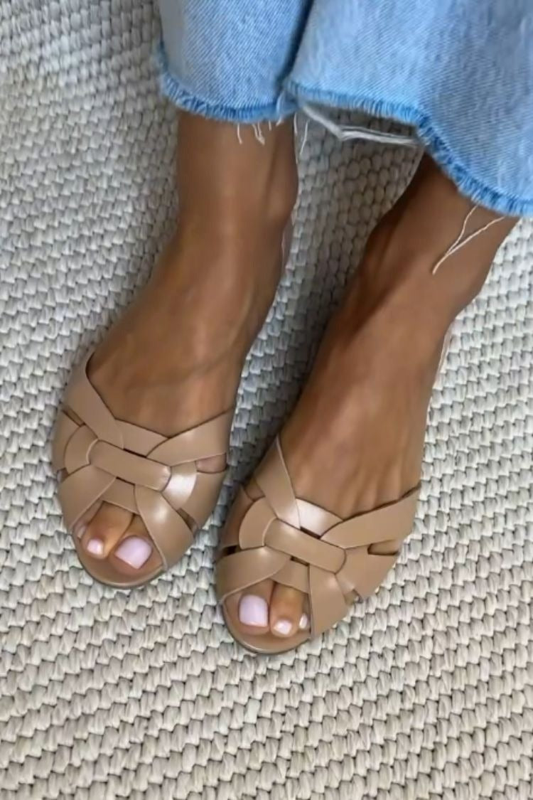 Serafina | Woven Leather-Tone Sandals
