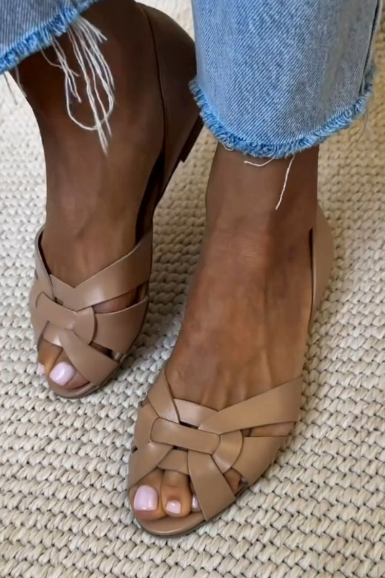 Serafina | Woven Leather-Tone Sandals