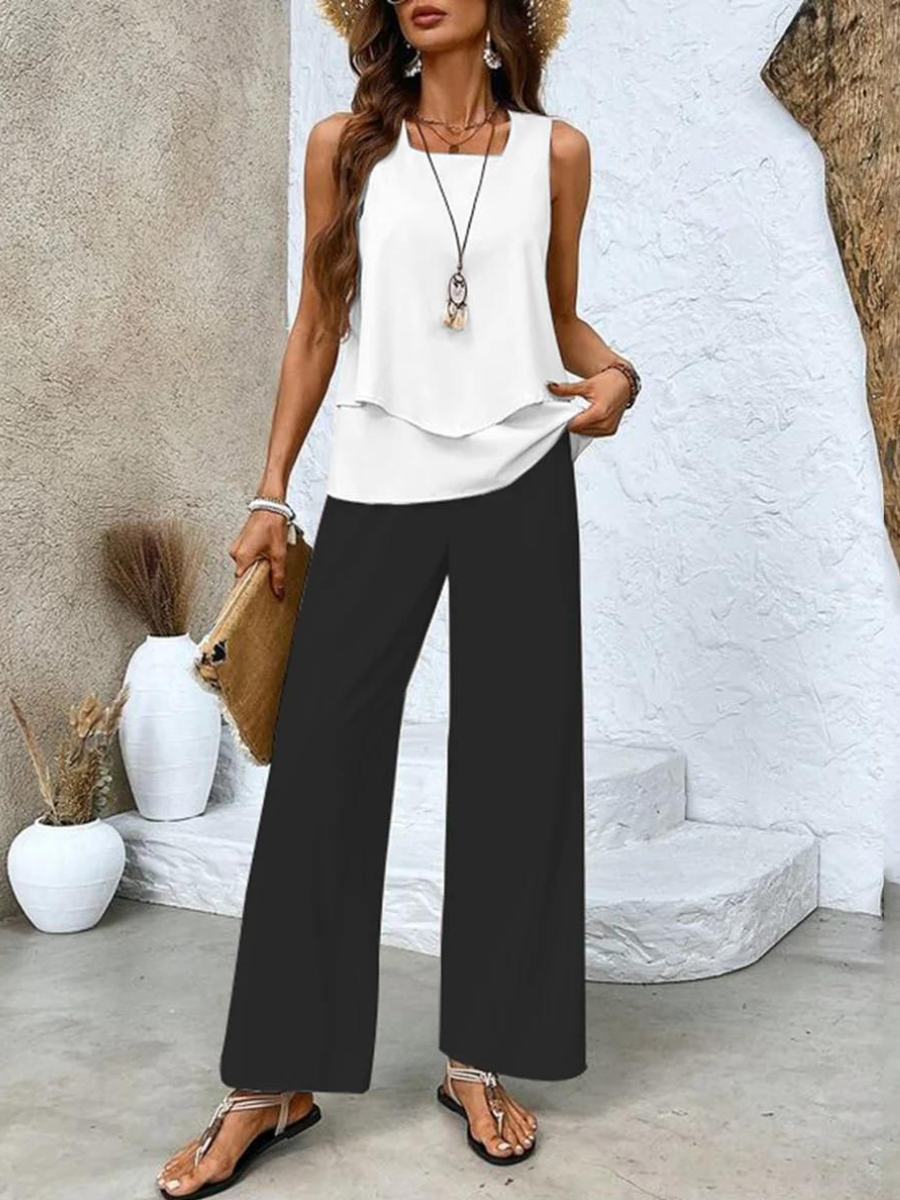 Jamie | Elegant Top & Wide-Leg Trouser Set