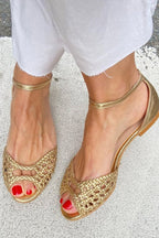 Isadora | Woven Golden Sandals