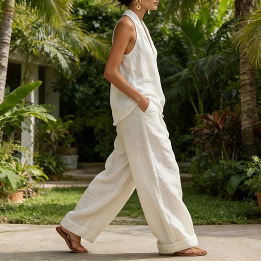 Anhela | Linen-Texture Two-Piece Set
