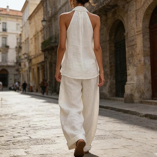 Anhela | Linen-Texture Two-Piece Set