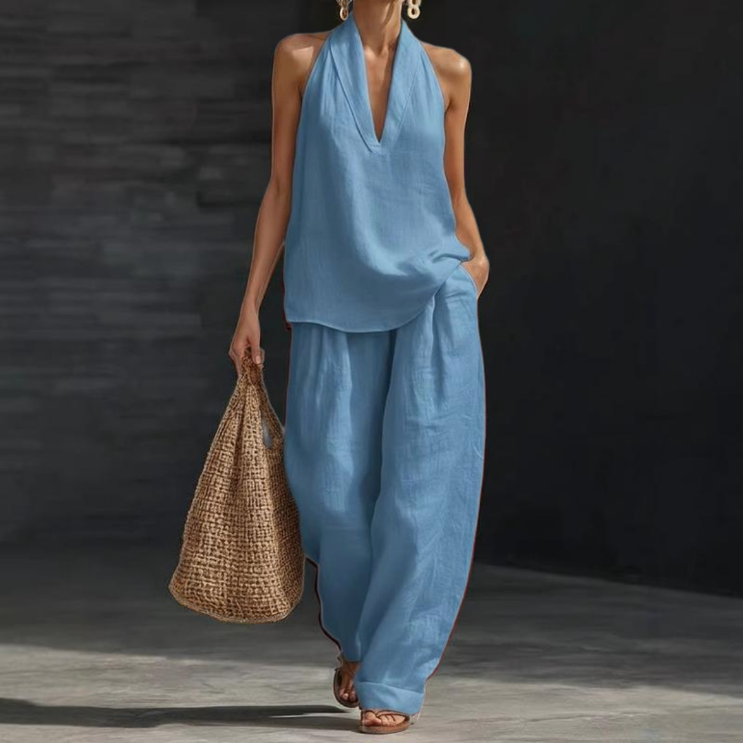 Anhela | Linen-Texture Two-Piece Set