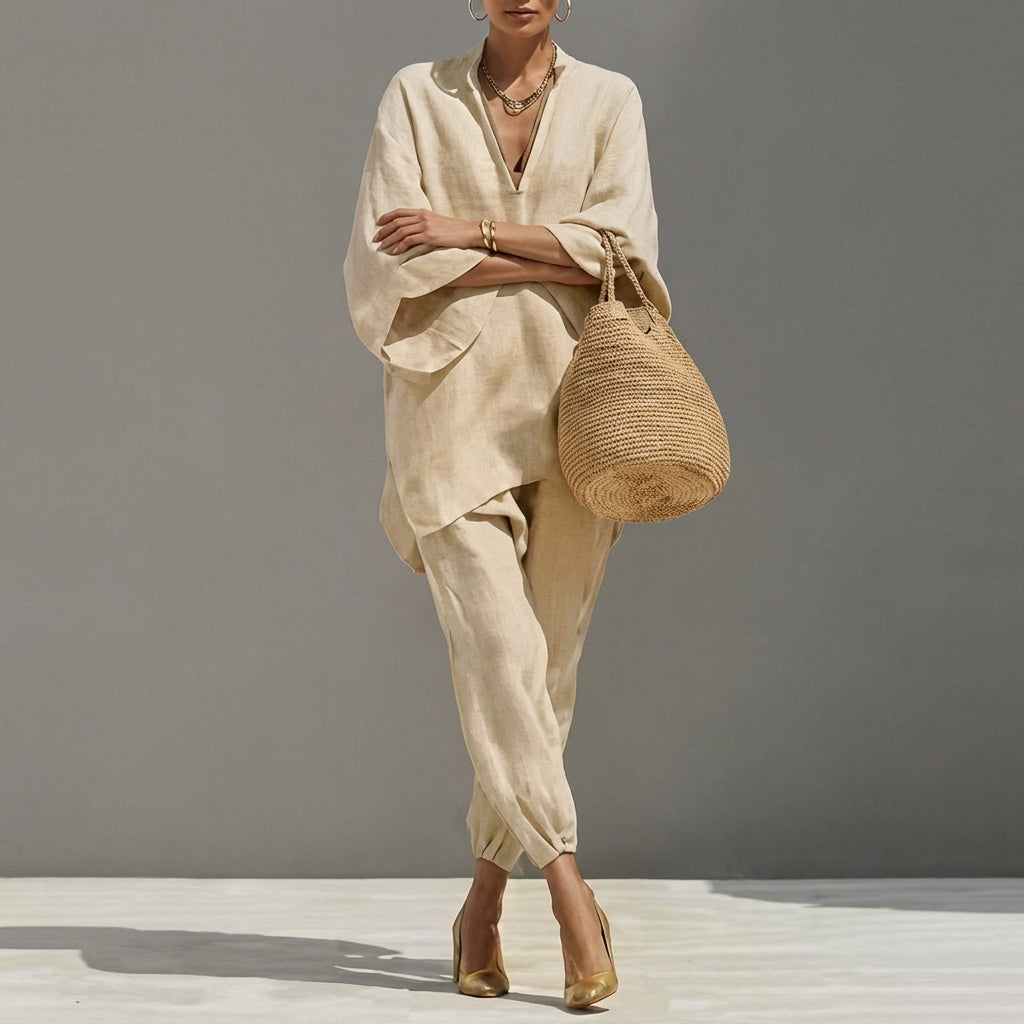 Marin | V-Neck Casual Two-Piece Set