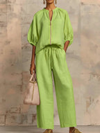 Albina | Relaxed Shirt & Wide-Leg Trouser Set