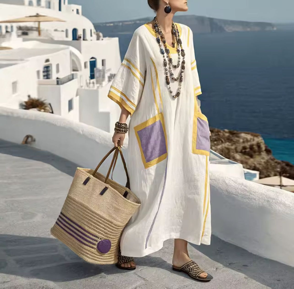 Mary™ Striped Linen Beach Maxi Dress