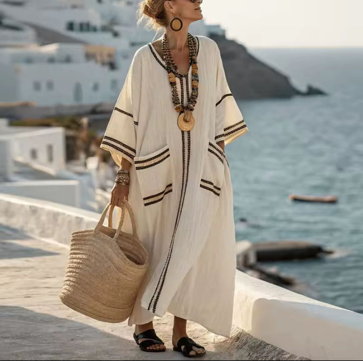 Mary™ Striped Linen Beach Maxi Dress